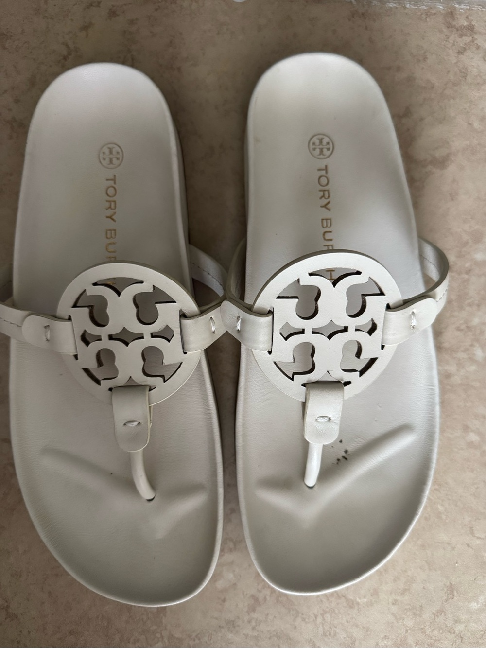 Tory Burch White Miller Cloud Thong Sandals